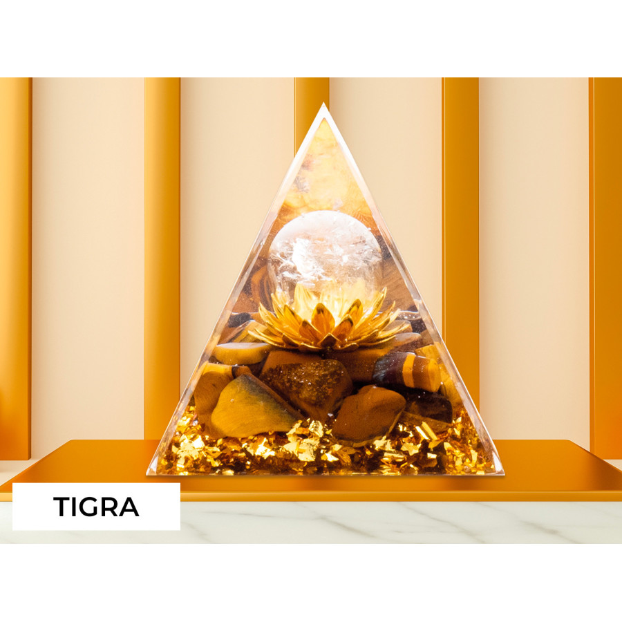 Pyramide Orgonite Tigra - Résine et Œil de Tigre - Lily Parker
