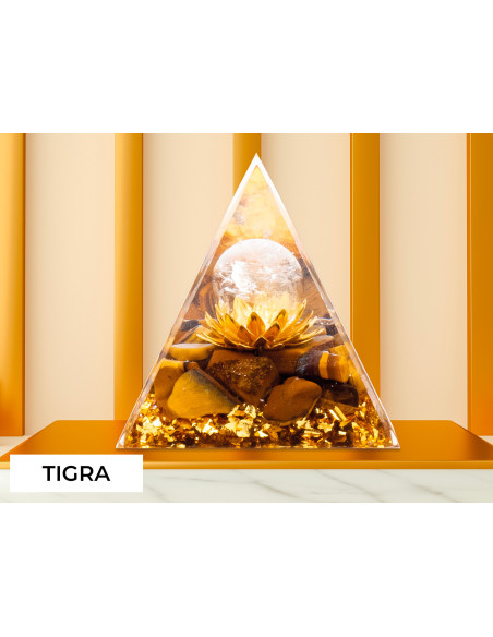 Pyramide Orgonite Tigra - Résine et Œil de Tigre - Lily Parker