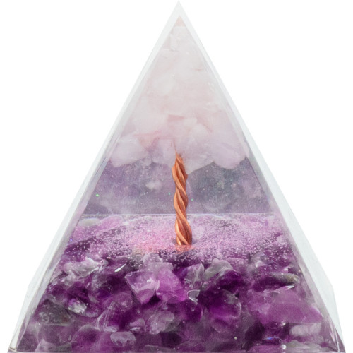 Pyramide Orgonite Rosa - Résine et Améthyste - Lily Parker