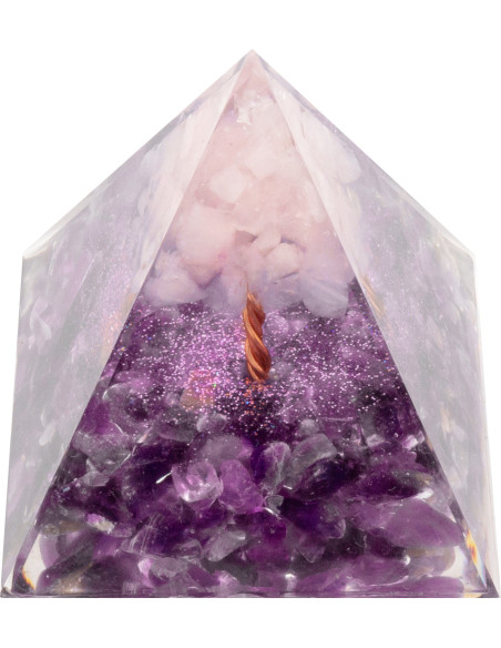 Pyramide Orgonite Rosa - Résine et Améthyste - Lily Parker