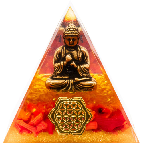 Pyramide Orgonite Coralya - Résine et Quartz Jaune - Lily Parker