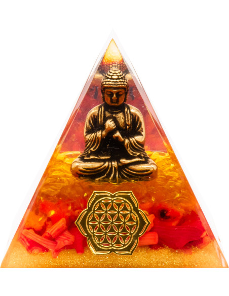 Pyramide Orgonite Coralya - Résine et Quartz Jaune - Lily Parker