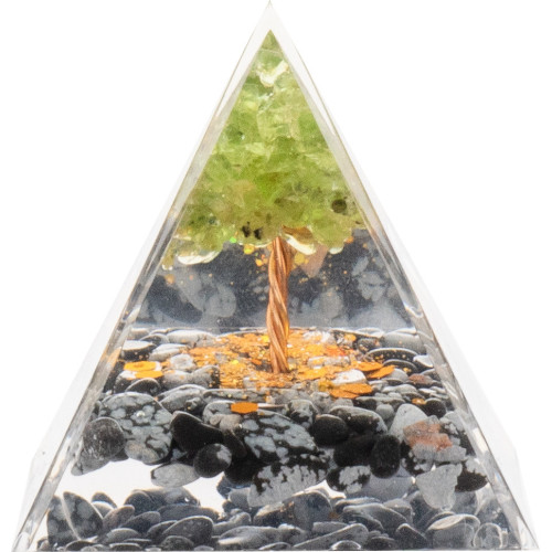 Pyramide Orgonite Obsidra - Résine et Obsidienne Neige - Lily Parker