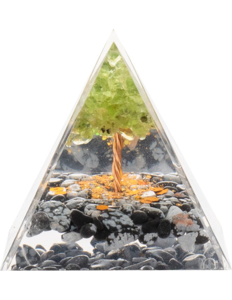 Pyramide Orgonite Obsidra - Résine et Obsidienne Neige - Lily Parker