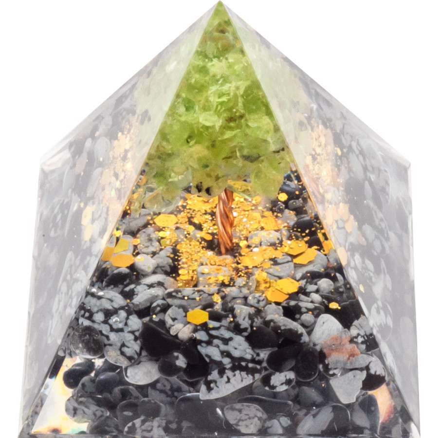 Pyramide Orgonite Obsidra - Résine et Obsidienne Neige - Lily Parker
