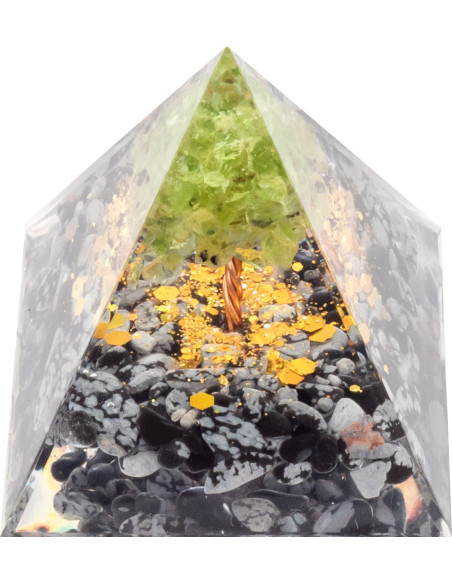 Pyramide Orgonite Obsidra - Résine et Obsidienne Neige - Lily Parker