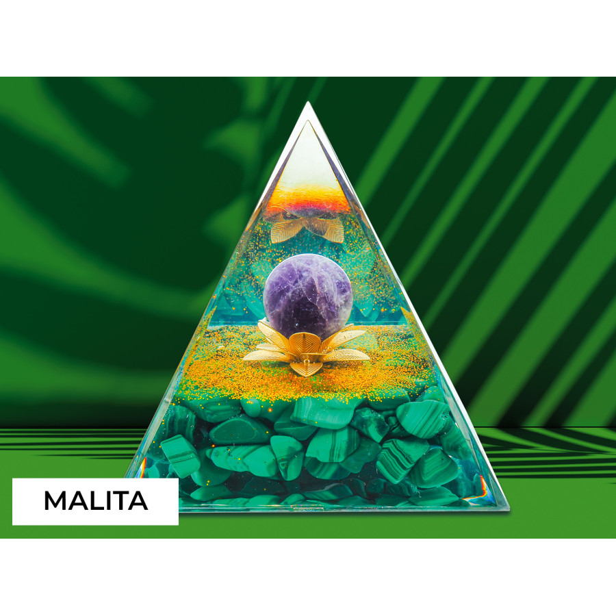 Pyramide Orgonite Malita - Résine et Malachite - Lily Parker