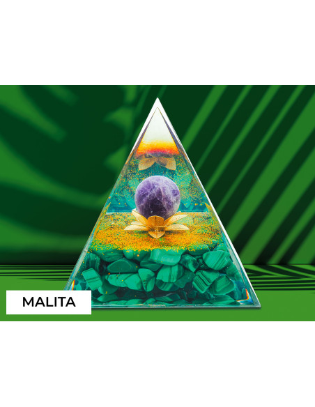 Pyramide Orgonite Malita - Résine et Malachite - Lily Parker