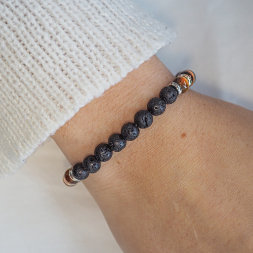 Bracelet "Motivé, Motivé" - Oeil de tigre & Pierre de lave - Lily Parker 2