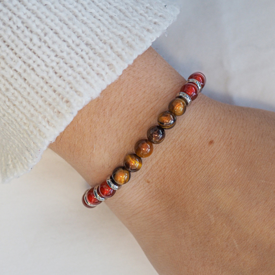 Bracelet "Force Intérieure" - Oeil de tigre & Cornaline - Lily Parker