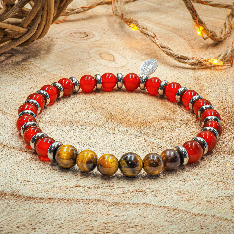 Bracelet "Force Intérieure" - Oeil de tigre & Cornaline - Lily Parker