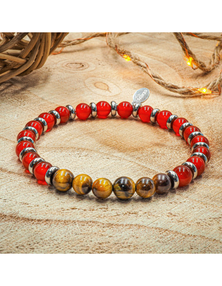 Bracelet "Force Intérieure" - Oeil de tigre & Cornaline - Lily Parker