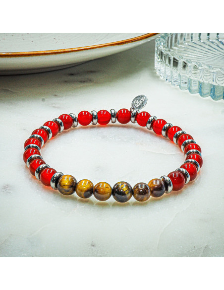 Bracelet "Force Intérieure" - Oeil de tigre & Cornaline - Lily Parker
