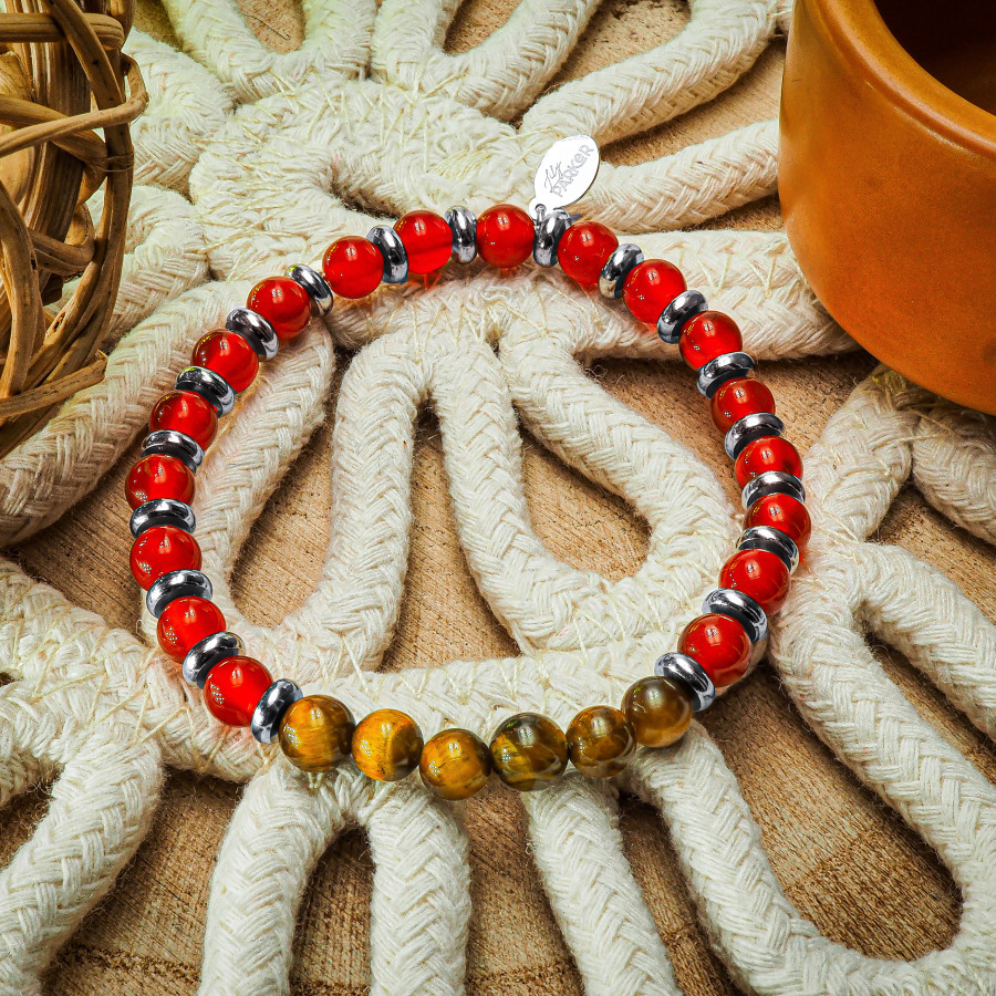 Bracelet "Force Intérieure" - Oeil de tigre & Cornaline - Lily Parker