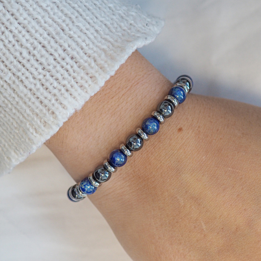 Bracelet "Bye Bye Blues" - Hématite & Lapis Lazuli - Lily Parker