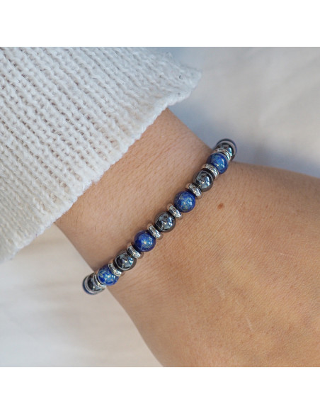 Bracelet "Bye Bye Blues" - Hématite & Lapis Lazuli - Lily Parker