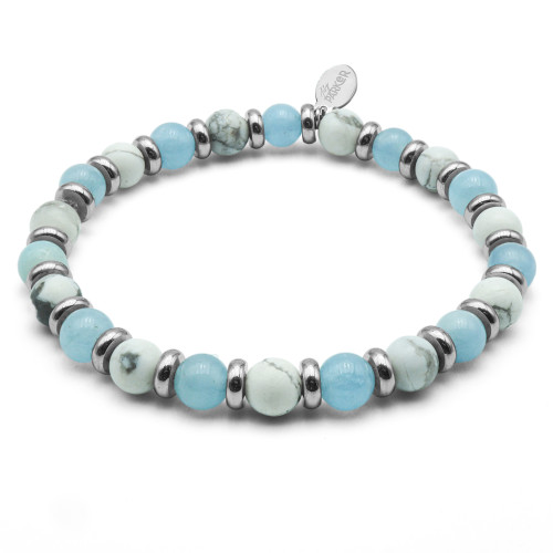 Bracelet "Zen Attitude" - Aigue Marine & Howlite Blanche - Lily Parker