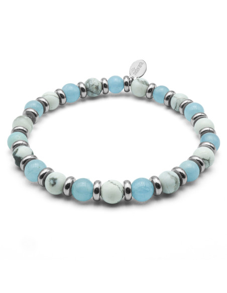 Bracelet "Zen Attitude" - Aigue Marine & Howlite Blanche - Lily Parker