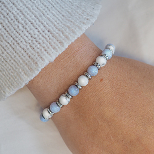 Bracelet "Zen Attitude" - Aigue Marine & Howlite Blanche - Lily Parker 2