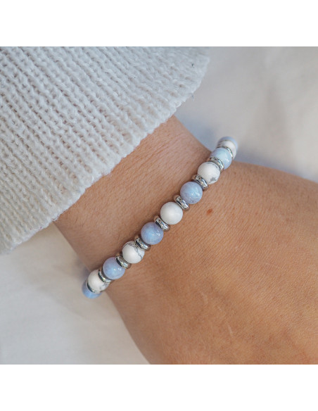 Bracelet "Zen Attitude" - Aigue Marine & Howlite Blanche - Lily Parker