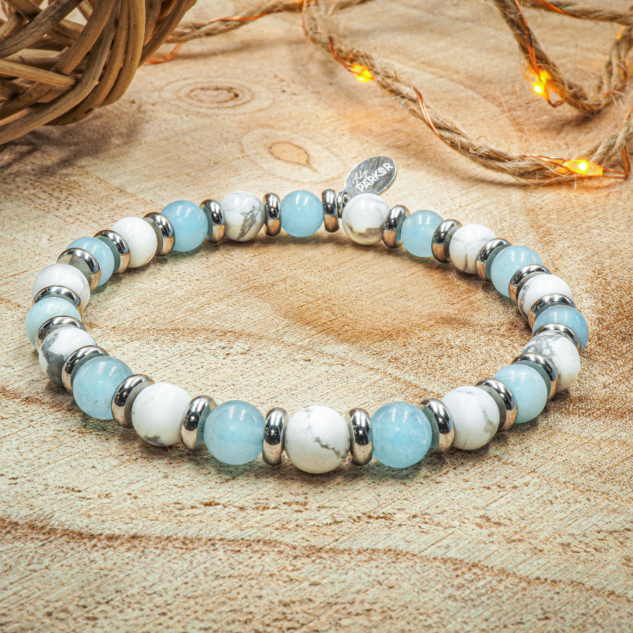 Bracelet "Zen Attitude" - Aigue Marine & Howlite Blanche - Lily Parker