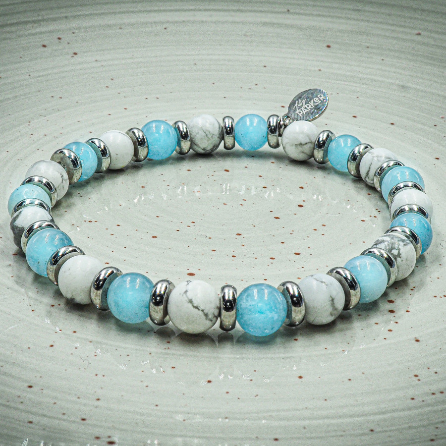 Bracelet "Zen Attitude" - Aigue Marine & Howlite Blanche - Lily Parker