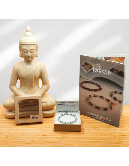 Bracelet "Zen Attitude" - Aigue Marine & Howlite Blanche - Lily Parker