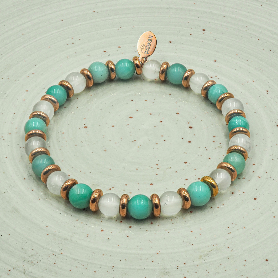 Bracelet "Essence Féminine" - Amazonite & Pierre de lune - Lily Parker