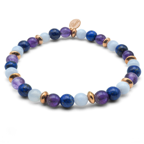 Bracelet "Calme Intérieur" - Calcédoine bleue, Lapis Lazuli & Améthyste - Lily Parker