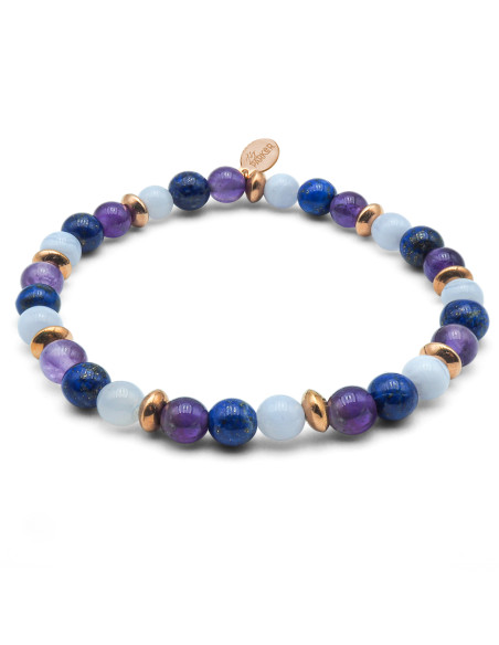 Bracelet "Calme Intérieur" - Calcédoine bleue, Lapis Lazuli & Améthyste - Lily Parker