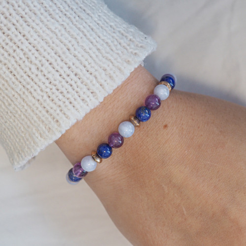 Bracelet "Calme Intérieur" - Calcédoine bleue, Lapis Lazuli & Améthyste - Lily Parker 2