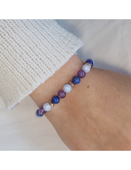 Bracelet "Calme Intérieur" - Calcédoine bleue, Lapis Lazuli & Améthyste - Lily Parker