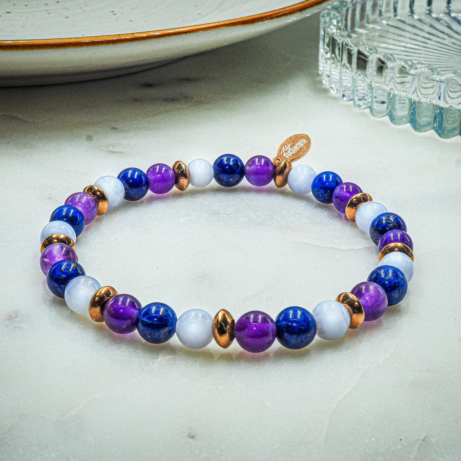 Bracelet "Calme Intérieur" - Calcédoine bleue, Lapis Lazuli & Améthyste - Lily Parker