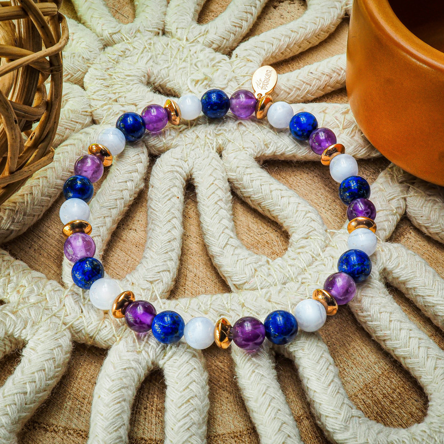 Bracelet "Calme Intérieur" - Calcédoine bleue, Lapis Lazuli & Améthyste - Lily Parker