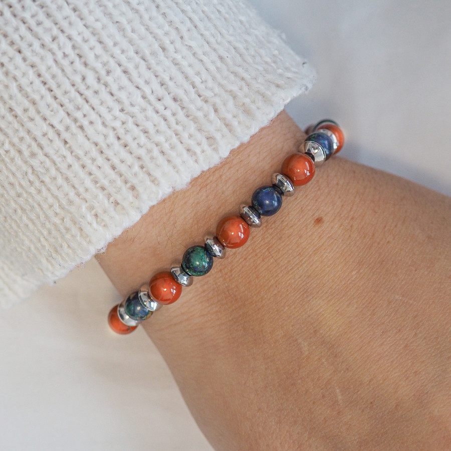 Bracelet "Sixième Sens" - Azurite & Jaspe rouge - Lily Parker