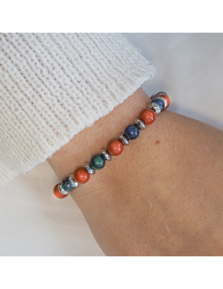 Bracelet "Sixième Sens" - Azurite & Jaspe rouge - Lily Parker