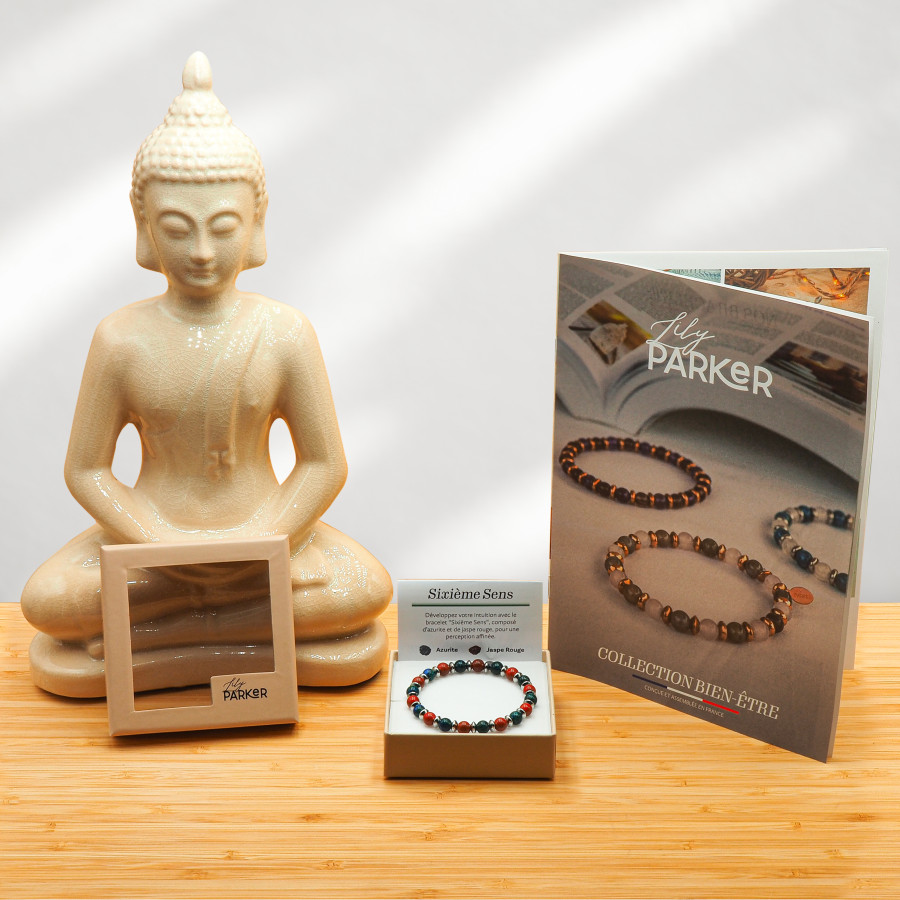 Bracelet "Sixième Sens" - Azurite & Jaspe rouge - Lily Parker