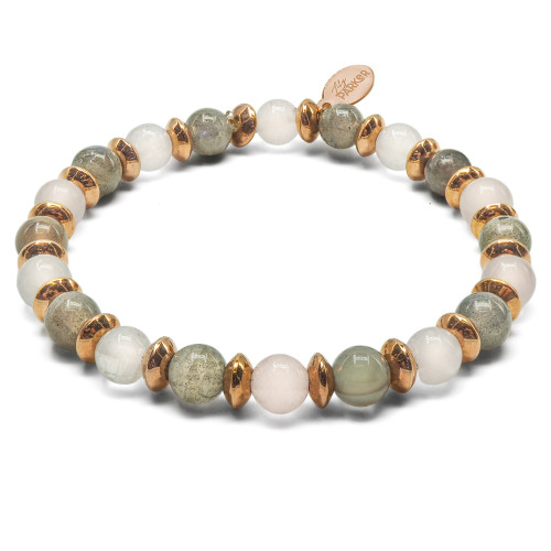 Bracelet "Libre comme l'Air" - Labradorite & Quartz Rose - Lily Parker