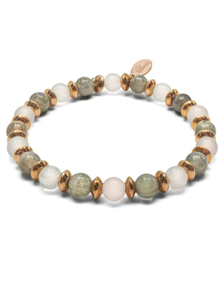 Bracelet "Libre comme l'Air" - Labradorite & Quartz Rose - Lily Parker