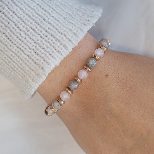Bracelet "Libre comme l'Air" - Labradorite & Quartz Rose - Lily Parker 2