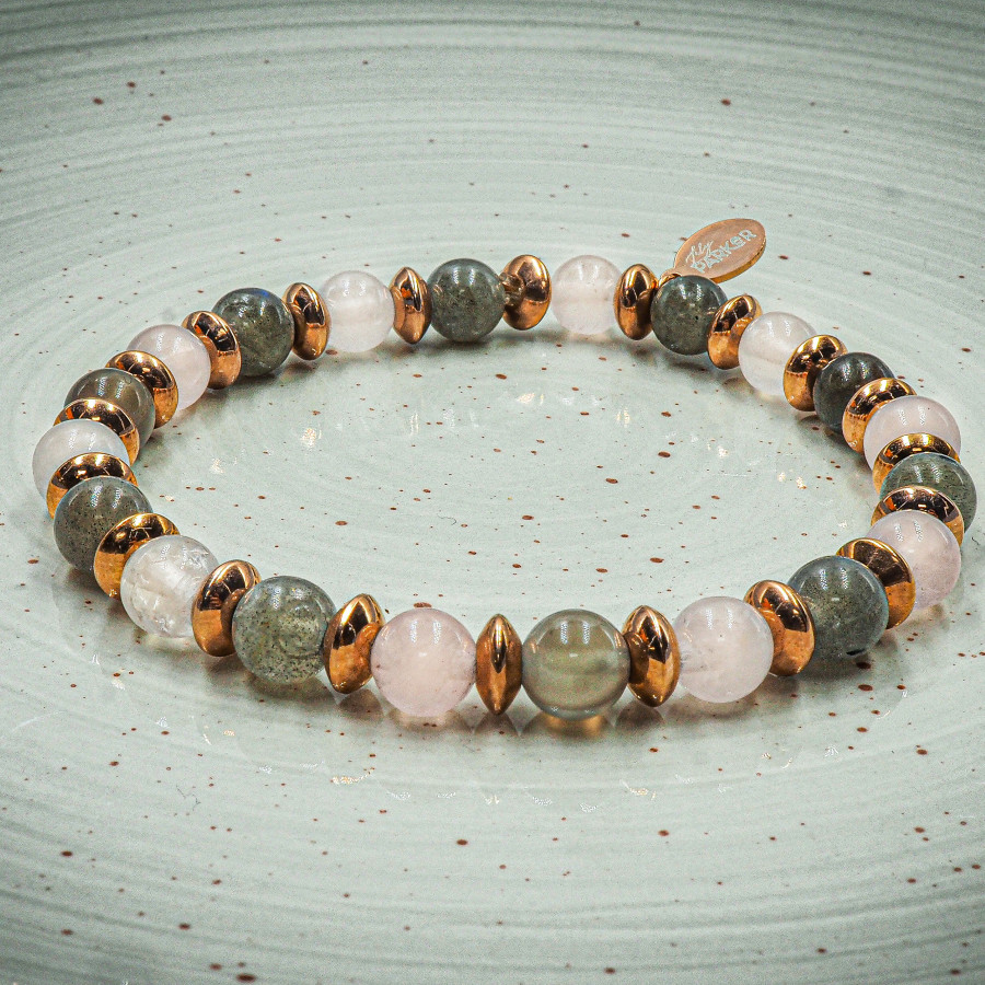 Bracelet "Libre comme l'Air" - Labradorite & Quartz Rose - Lily Parker