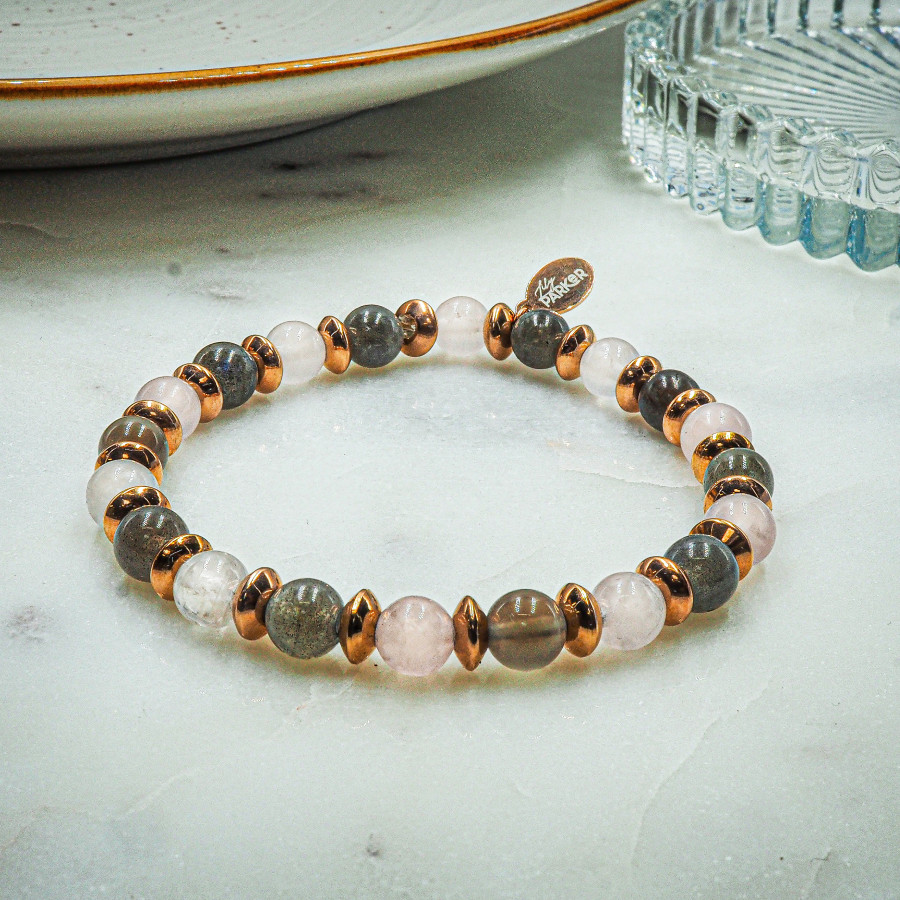 Bracelet "Libre comme l'Air" - Labradorite & Quartz Rose - Lily Parker