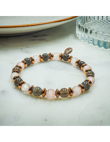 Bracelet "Libre comme l'Air" - Labradorite & Quartz Rose - Lily Parker