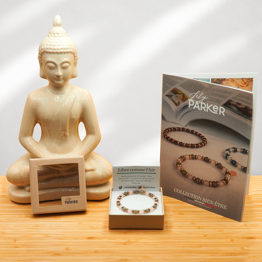 Bracelet "Libre comme l'Air" - Labradorite & Quartz Rose - Lily Parker
