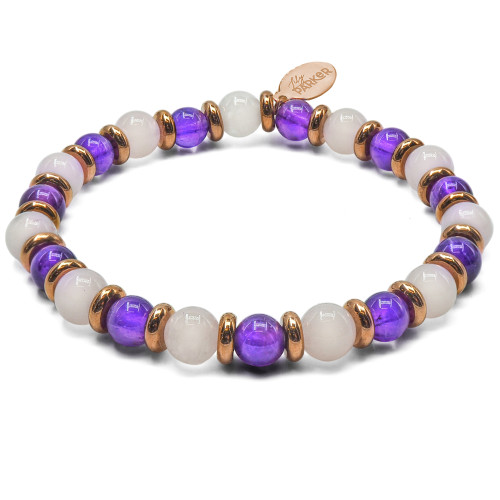 Bracelet "Bonne Nuit" - Améthyste & Quartz Rose - Lily Parker