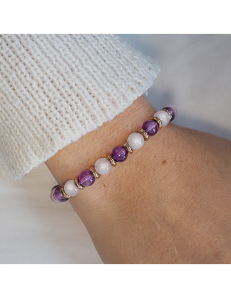 Bracelet "Bonne Nuit" - Améthyste & Quartz Rose - Lily Parker