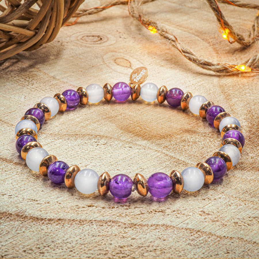 Bracelet "Bonne Nuit" - Améthyste & Quartz Rose - Lily Parker