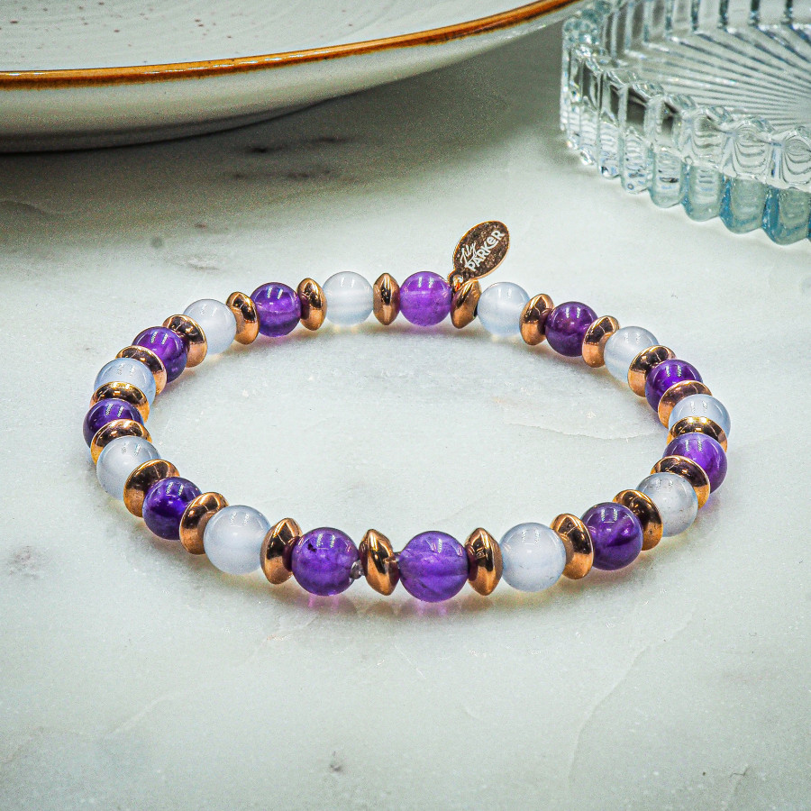 Bracelet "Bonne Nuit" - Améthyste & Quartz Rose - Lily Parker