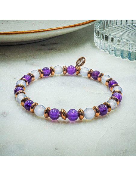 Bracelet "Bonne Nuit" - Améthyste & Quartz Rose - Lily Parker