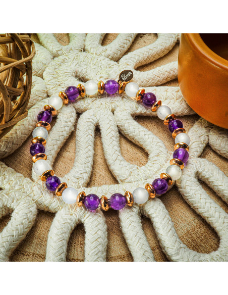 Bracelet "Bonne Nuit" - Améthyste & Quartz Rose - Lily Parker